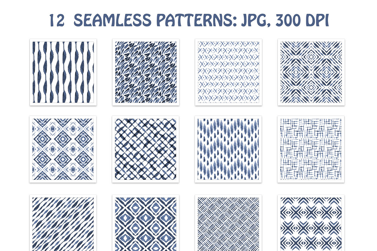 Indigo seamless patterns, a Pattern Graphic by Wild Rose (Photo 2 of 5)