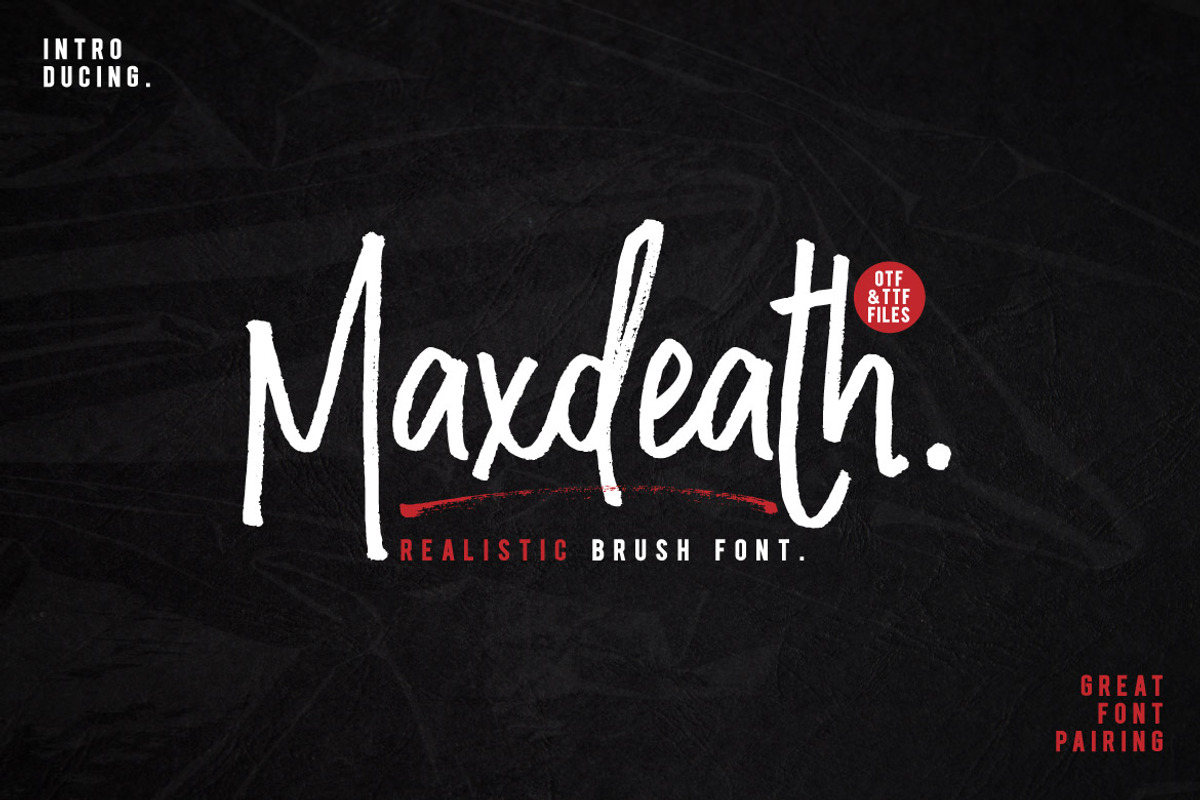 Maxdeath Brush, a Script Font by Thirtypath Studio (Photo 1 of 6)