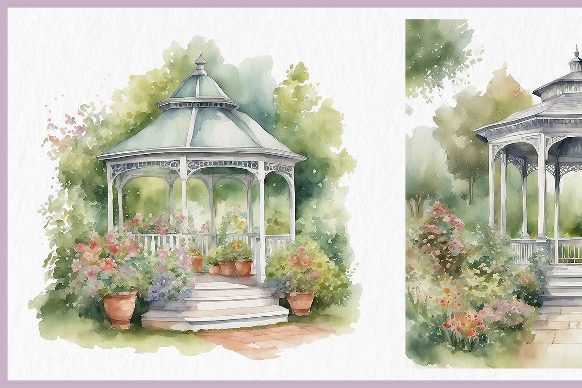 Garden Gazebo PNG Clipart Bundle, a Decorative Illustration by Digital Dreamscaping (Photo 8 of 10)