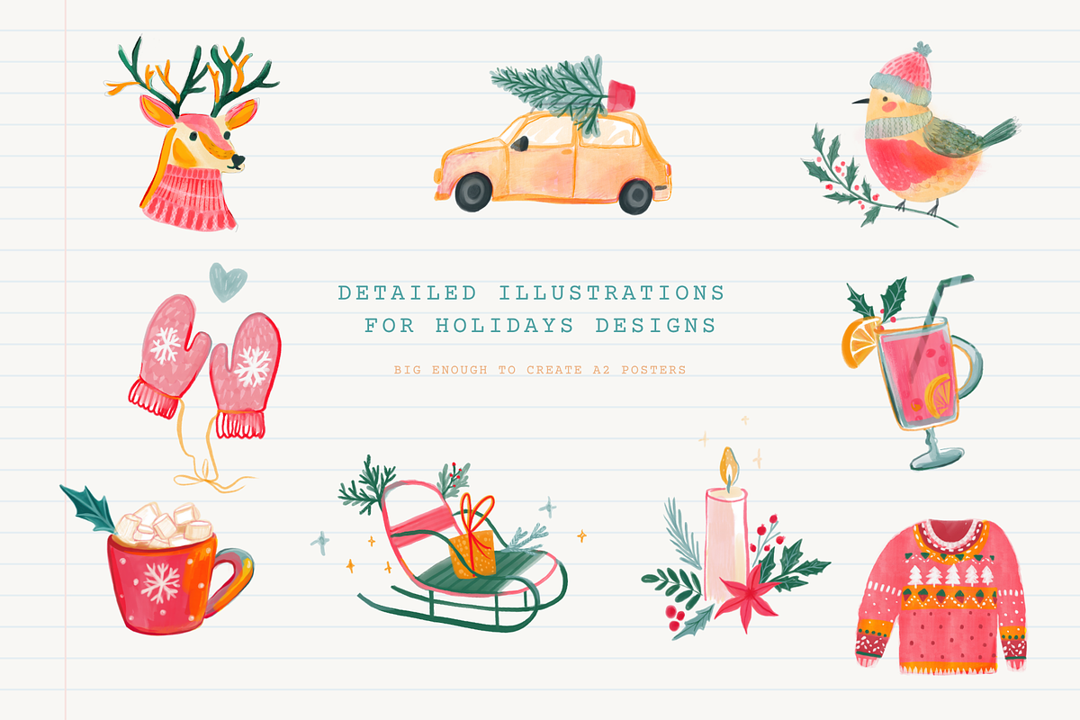 Hand Drawn Cozy Christmas Art, an Illustration by Anna's Creative Store (Photo 2 of 9)