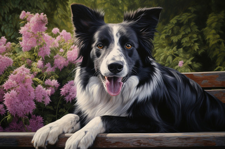 Portrait of border collie sitting on, a Photo by Iftikhar Alam