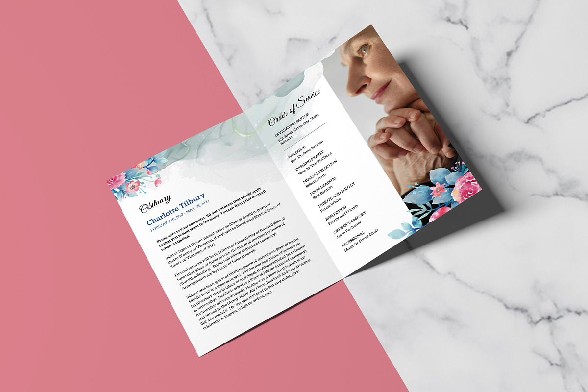 Floral Funeral Program Template, a Brochure Template by retrographix (Photo 3 of 4)