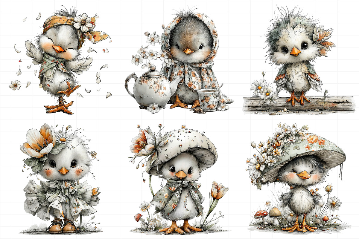 Whimsical Spring Chick Clipart, an Illustration by Daily.Designs (Photo 7 of 7)