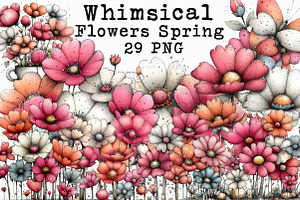 Whimsical Flowers Spring Clipart, an Illustration by Libby Wishes