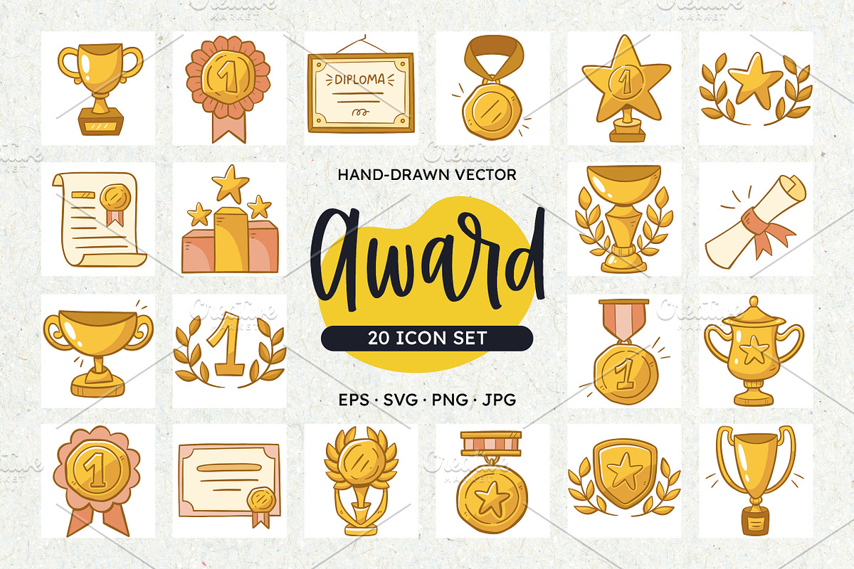 Award Icons: Trophy, Medal & Diploma, an Object Illustration by insemar (Photo 1 of 4)