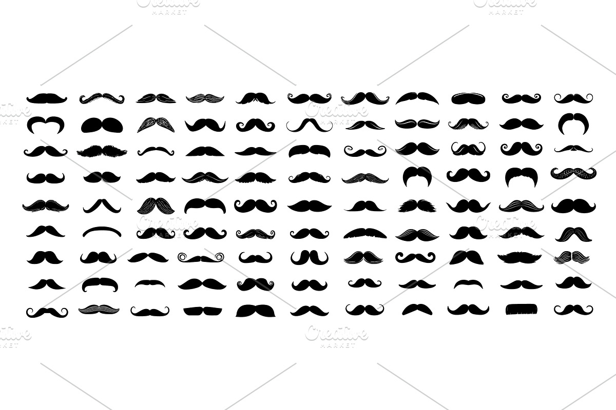 Mustaches black vector set, an Object Illustration by Onyx