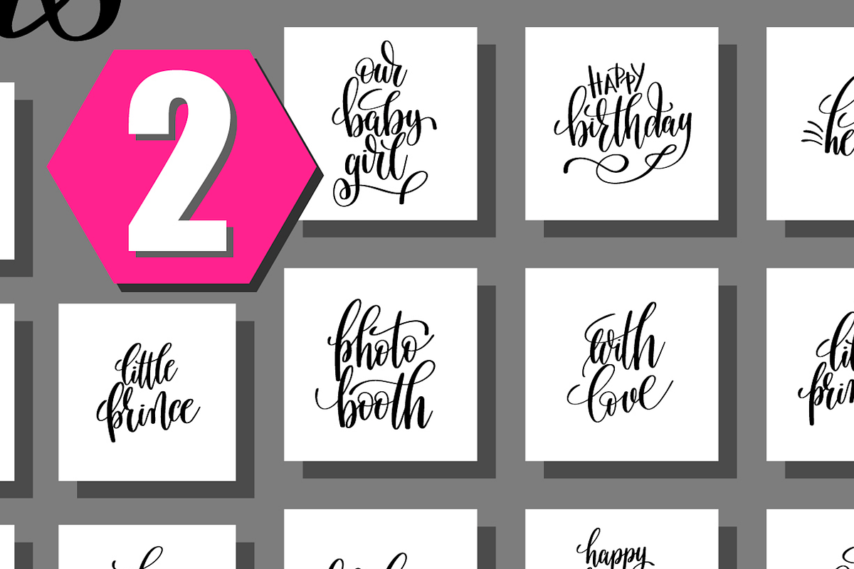 set of 100 lettering posters, a Decorative Illustration by karakotsya (Photo 5 of 7)