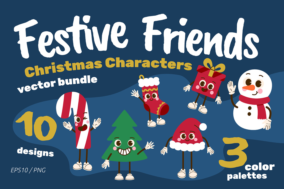 Festive Friends - Vector Bundle, a Seasonal Illustration by moja doodle (Photo 1 of 4)