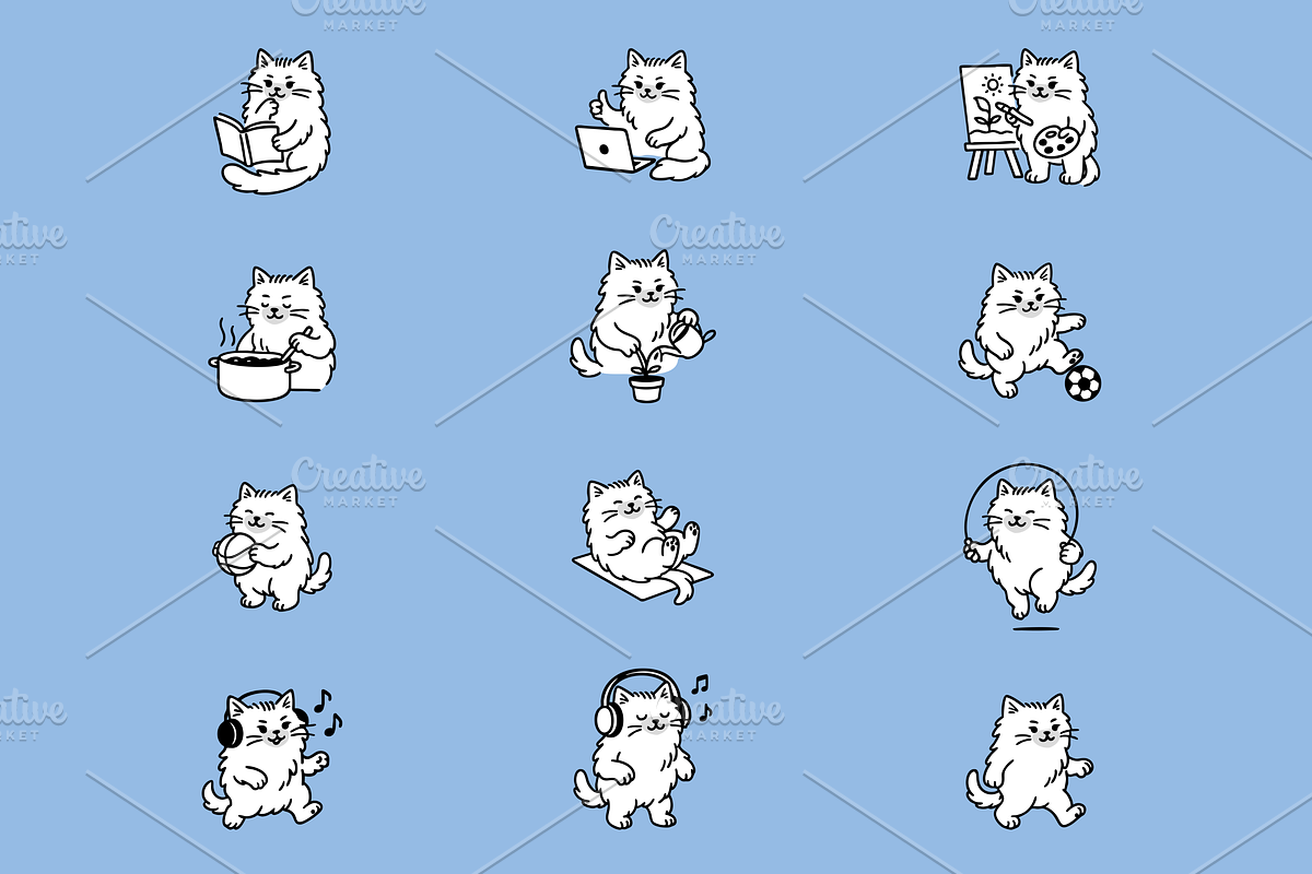 12 Hand-Drawn Cat Illustrations, an Empty State Illustration by Nimart (Photo 6 of 11)