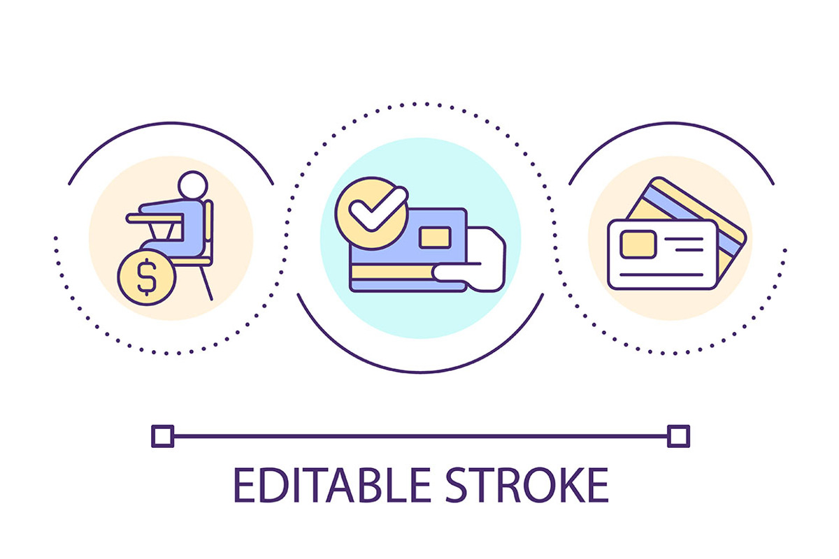 Teaching children to use credit card, an Outline Icon by IMG Visuals