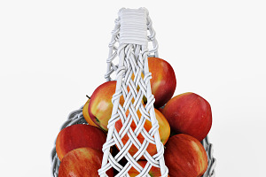 Wicker Basket 04 White With Apples