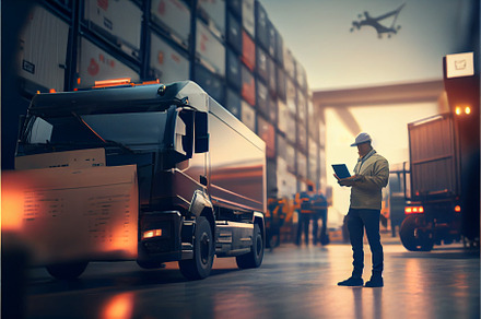Manager warehouse Worker checking and loading produ