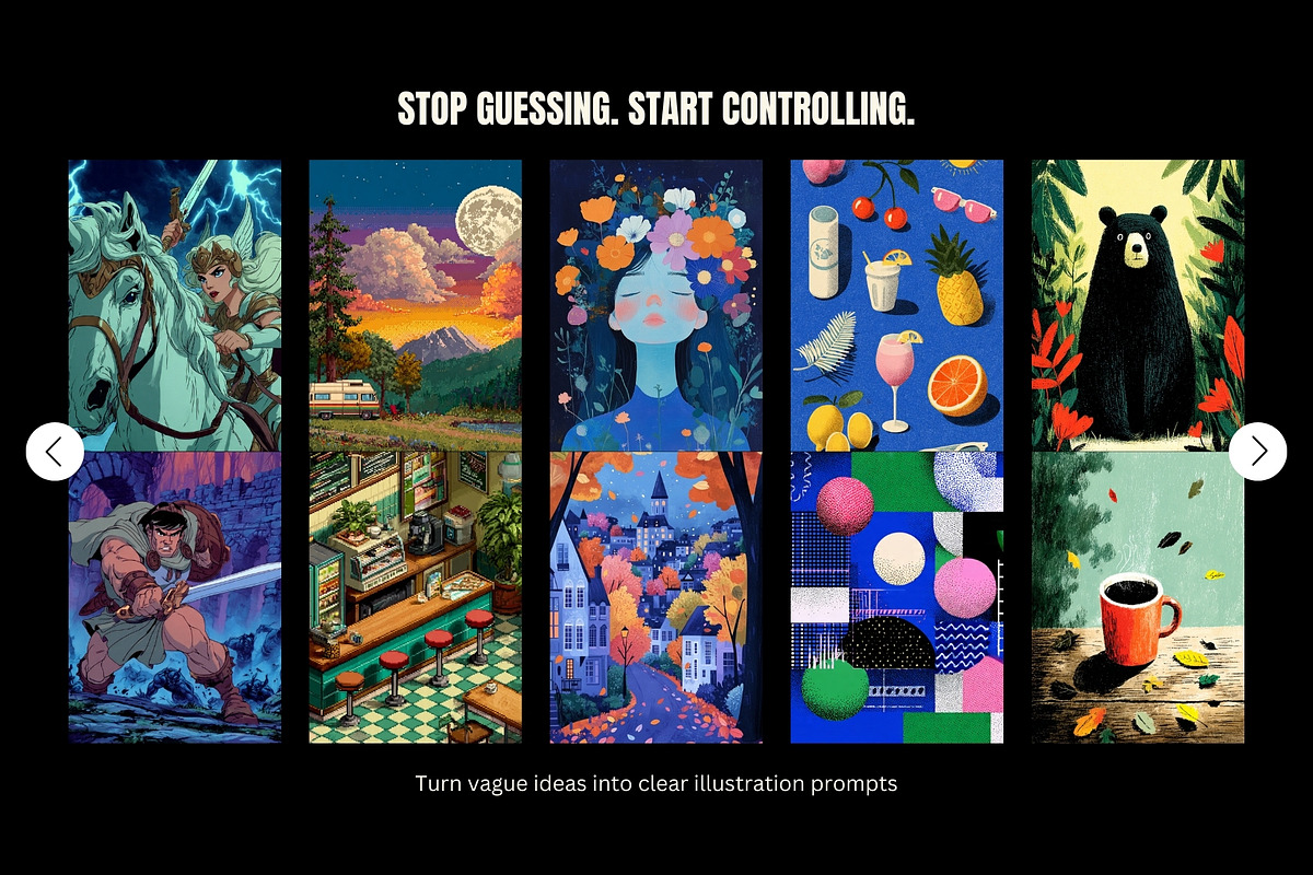Midjourney Illustration Prompt Guide, a Decorative Illustration by Artimind Studio (Photo 5 of 8)