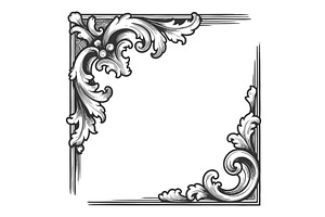 Vintage floral corner ornament, an Illustration by AlexArt