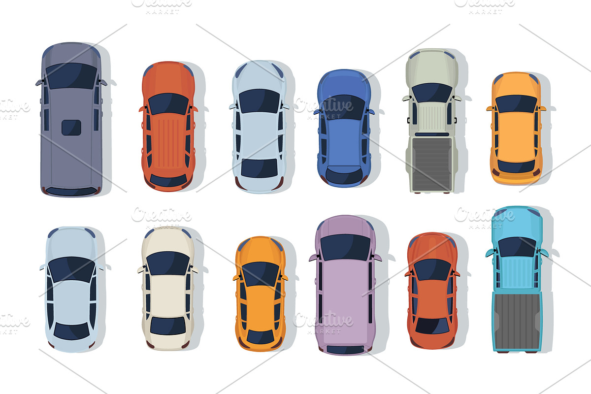 Top view vector illustration of cars, a Transportation Illustration by Yayasya (Photo 1 of 3)