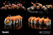 Sushi Art - 40 images, a Food Illustration by Handmadefont (Thumbnail 6 of 12)