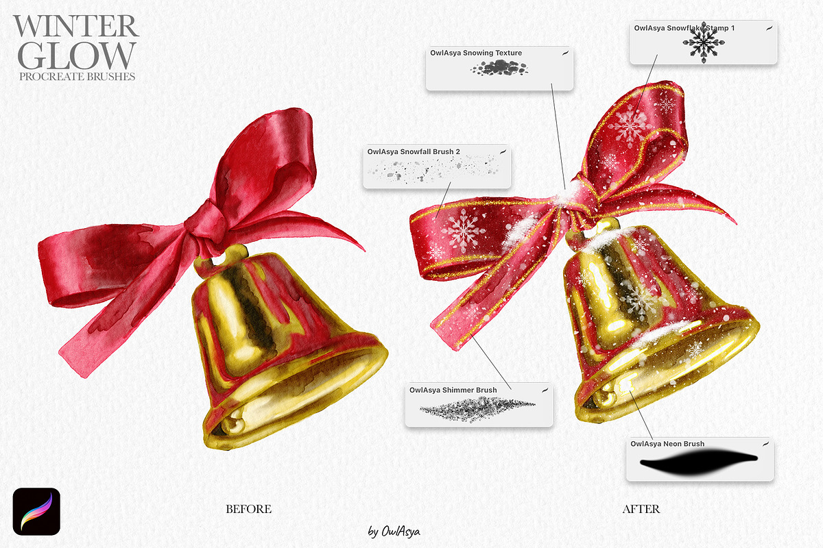 Winter Glow Procreate Brushes, a Brush Add-On by owlasya (Photo 5 of 7)