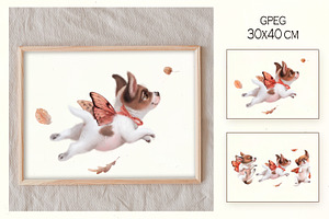 Autumn Flying Puppies Digital Pencil