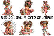 Whimsical Summer Coffee Girl Clipart, an Illustration by OK Design (Thumbnail 2 of 6)