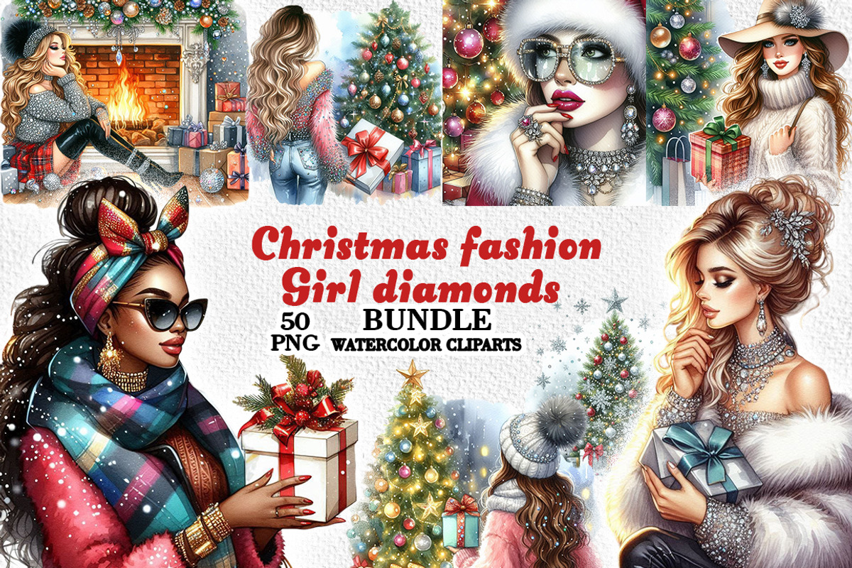 Christmas fashion Girl diamonds png, a Seasonal Illustration by FITALARTSNEDIGI (Photo 1 of 10)