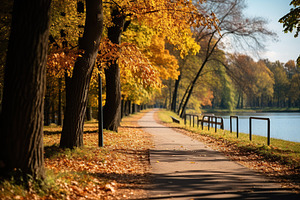 Bike path in the autumn park, a Nature Photo by AlyaAnd