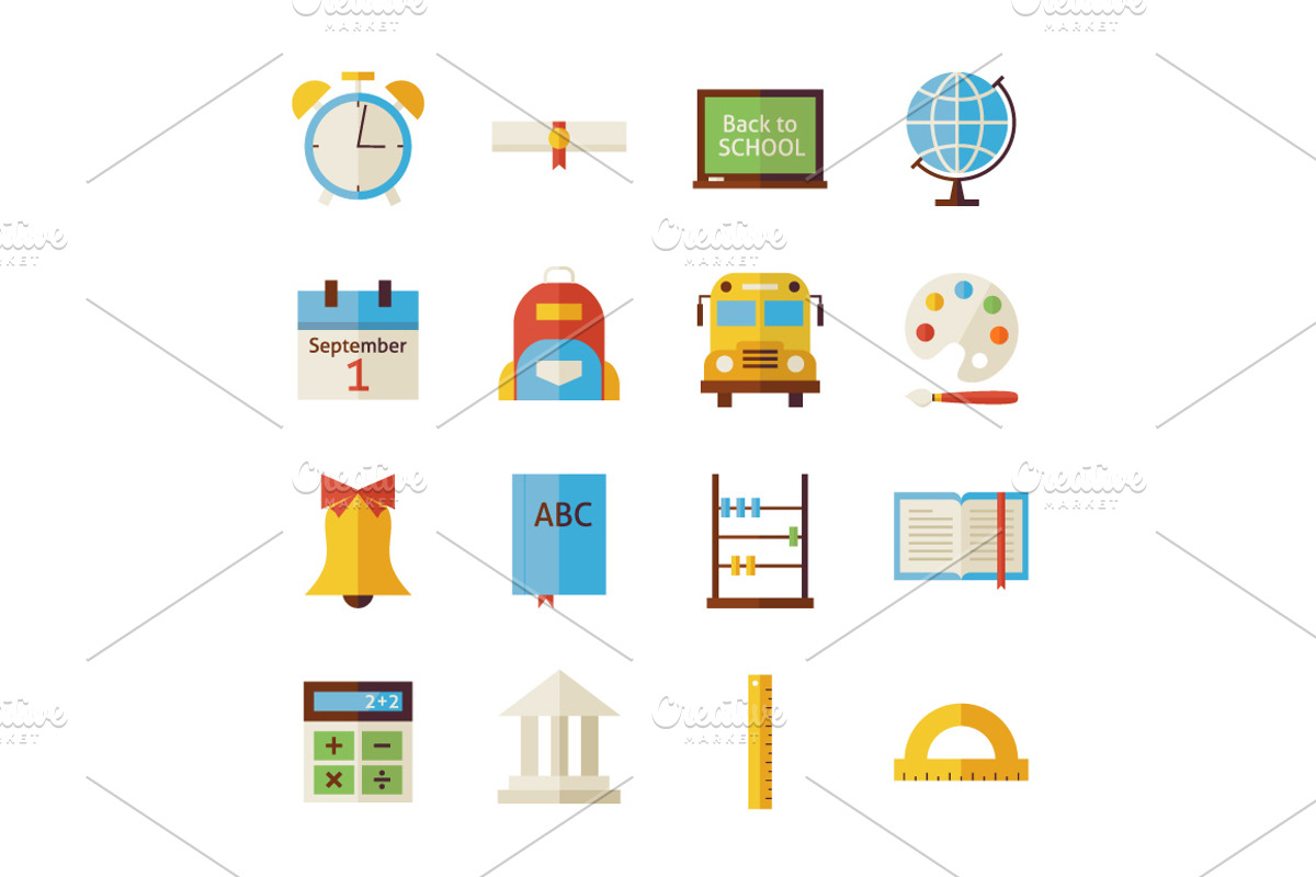 Education School Vector Flat Icons, an Icon by Anna_leni (Photo 6 of 7)