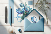 Blue Tulips Beautiful Set, a Decorative Illustration by Shabbypie (Thumbnail 8 of 22)