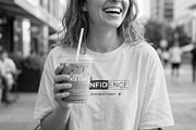 T-Shirt Mockup with Iced Juice Cup, a Shirt Mockup by graphypix (Thumbnail 3 of 4)