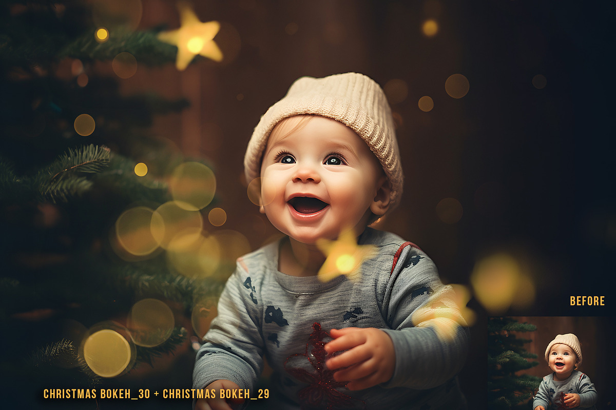 30 Christmas bokeh overlay PNG, an Action Add-On by Walllow Creatives (Photo 3 of 7)