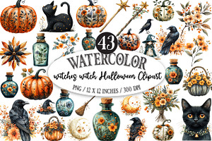 Witches witch Halloween Clipart, a Seasonal Illustration by Designking