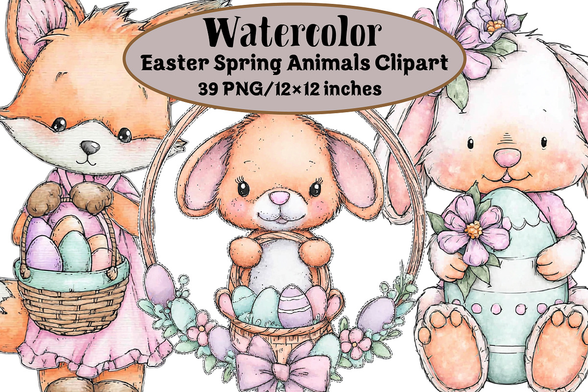 Easter Spring Animals Clipart, an Illustration by Design Market (Photo 1 of 3)