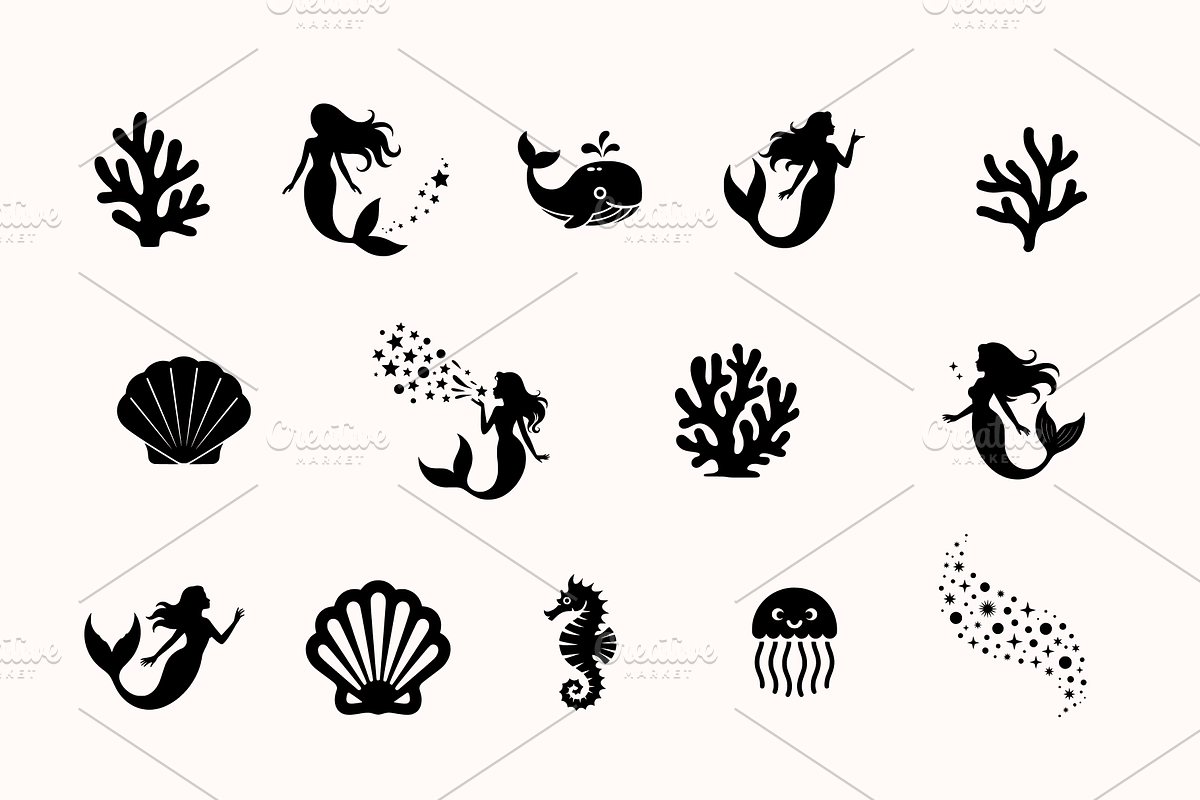 32 Mermaid and Ocean Animals Svg, an Animal Illustration by BoudaTemplate (Photo 2 of 2)