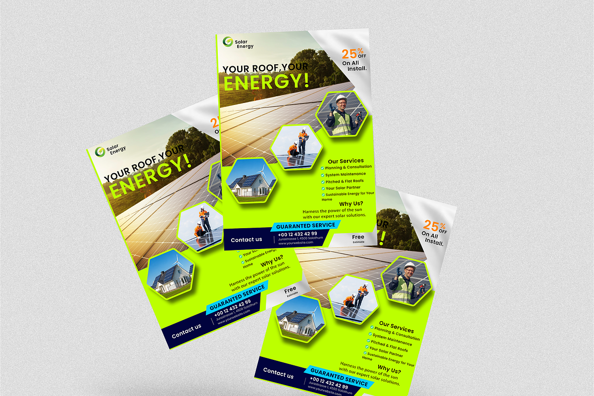 Solar Energy Flyer Template, a Flyer Template by Soulfuldesignstudio (Photo 2 of 4)