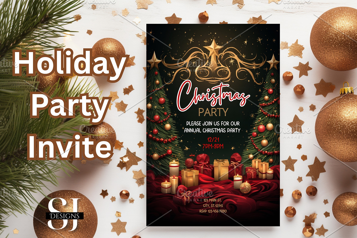 Holiday Party Invitation Template, an Invitation Template by Sunny Jar Designs (Photo 1 of 3)