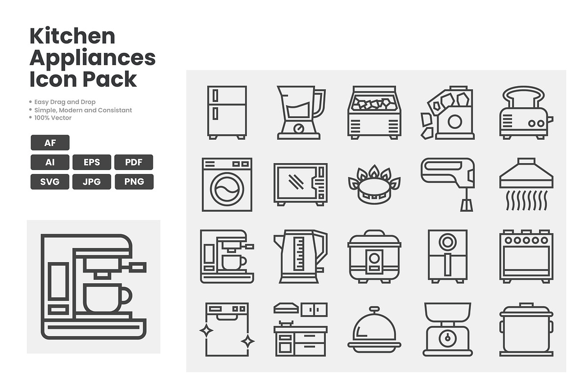 Kitchen Appliance Icons, an Outline Icon by erifqizeicon (Photo 1 of 3)
