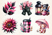 Pink and Black Autumn Clipart, an Illustration by Dream Creation (Thumbnail 4 of 6)