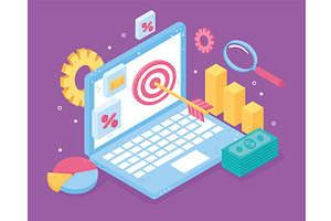 digital marketing laptop, a Technology Illustration by studiogstock