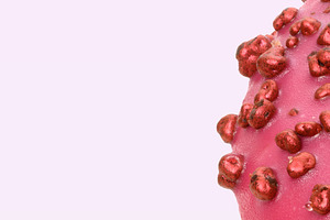 Three different levitating donuts with colored glaze, nut and be, a Food & Drink Photo by ndanko