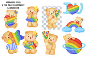 Pride Bear Watercolor Clipart Set, an Animal Illustration by Nattapohncha (Thumbnail 2 of 3)