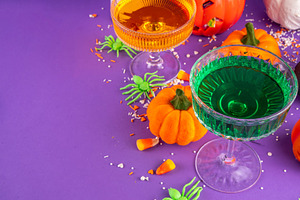 High colored bright Halloween greeting card background, Hallowee