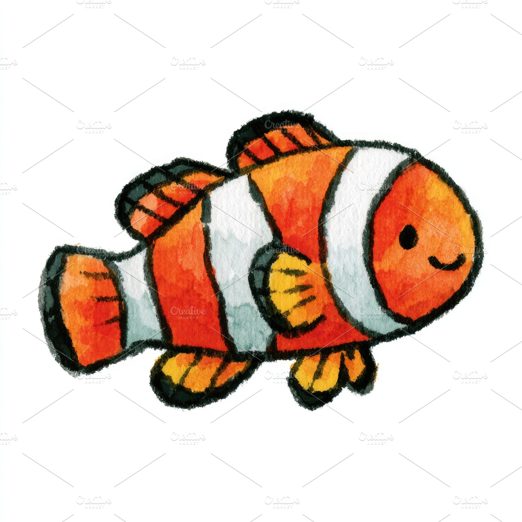 Cute clownfish doodle illustration, an Animal Photo by José Manuel Gelpi