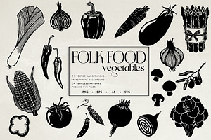 Folk Vegetables Linocut Bundle