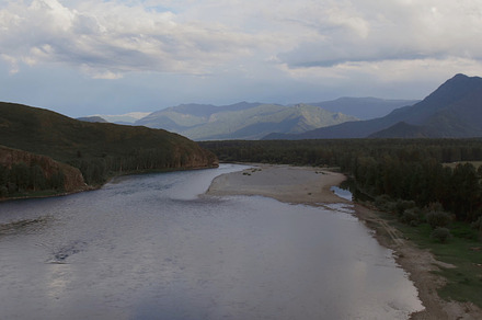 Majestic river Katun in valley of Altai under dramatic sky, a Nature Photo by TravelFlow