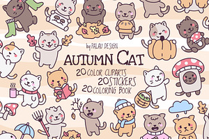 Cute Kawaii Cat Autumn Character, a Seasonal Illustration by Palau