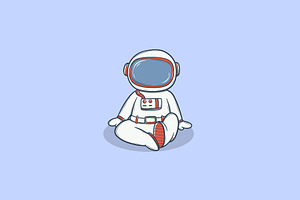 Cute Astronaut In Spacesuit Relaxing