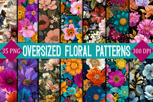 Oversized Floral Seamless Patterns, a Pattern Graphic by SVGArt