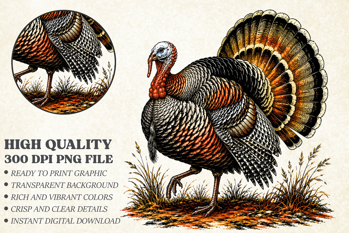 Thanksgiving Turkey Sublimation, a Seasonal Illustration by Libby Wishes (Photo 1 of 4)
