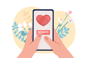 Online Charity 2D Illustration