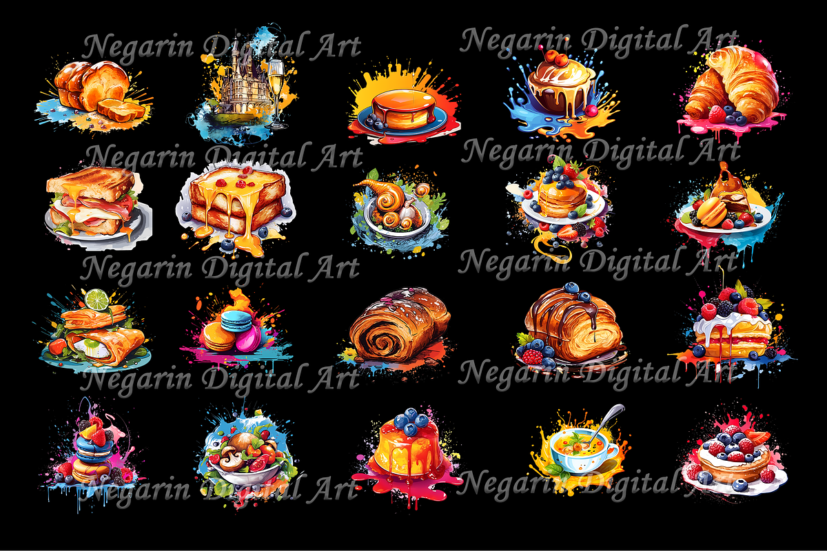 Watercolor French Food Clipart, an Object Graphic by Negarin Digital Art (Photo 4 of 8)