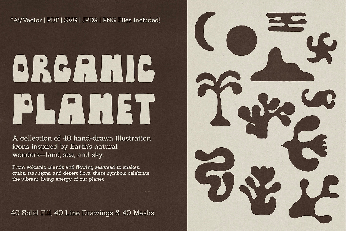 Organic Planet - 40 Hand Drawn Icons, a Decorative Illustration by Madeline ODonoghue Design (Photo 19 of 23)